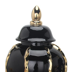 Elegant Black Ceramic Ginger Jar Vase