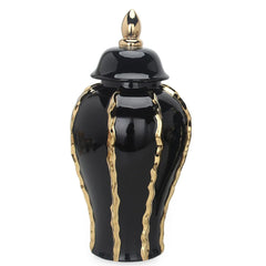 Elegant Black Ceramic Ginger Jar Vase